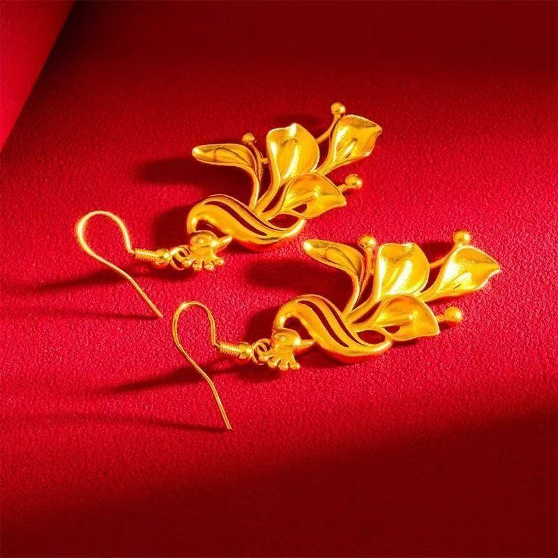 Golden Phoenix Sand Gold Drop Earrings