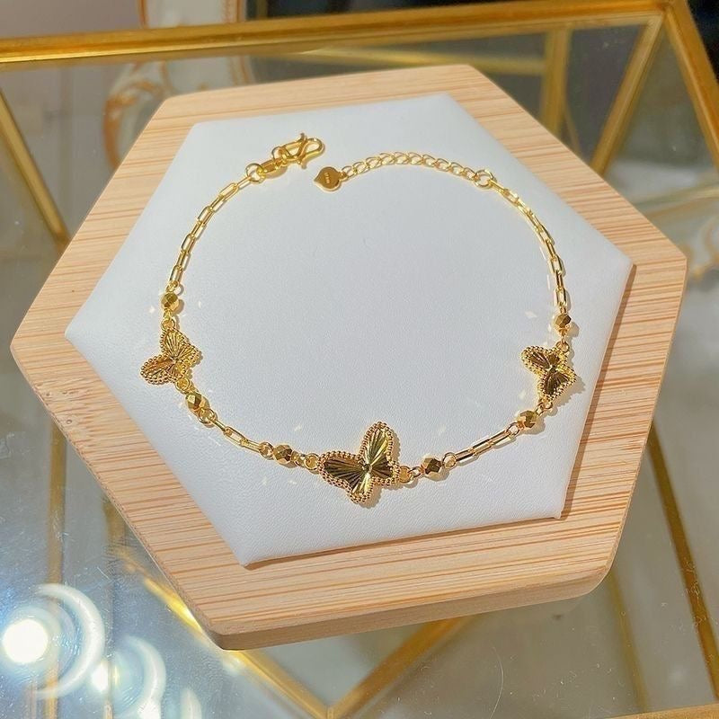 Golden Butterfly Chain Bracelet – Sand Gold