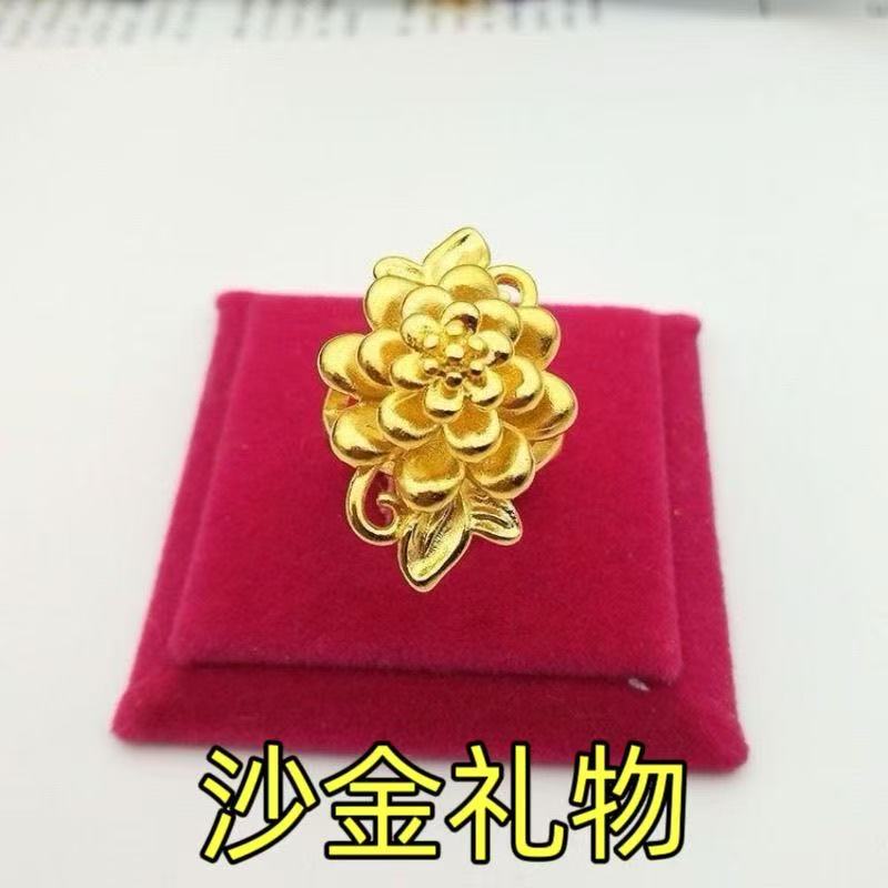 Gold Blooming Peony Statement Ring – 3D Layered Floral with Leaf Accents