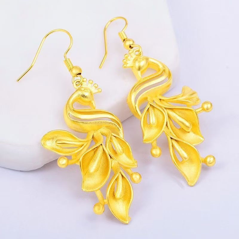 Golden Phoenix Sand Gold Drop Earrings