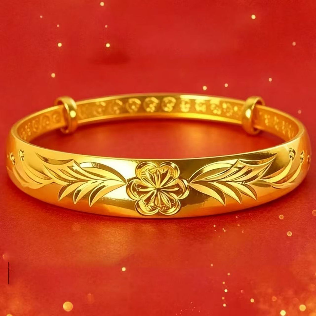 Prosperity Flower Gold Bangle – 17.11g Sand Gold
