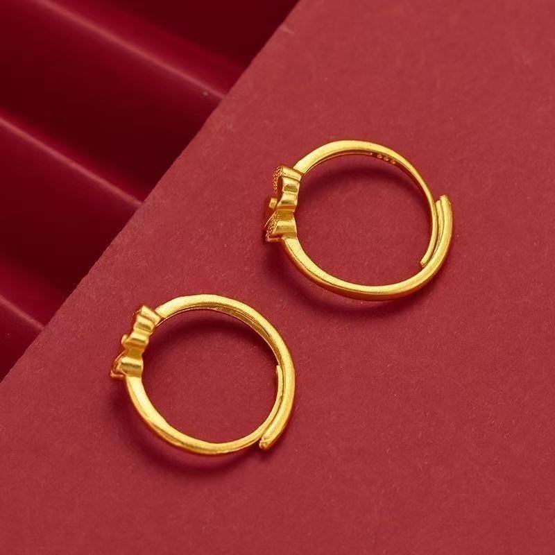 Lucky Clover Sand Gold Ring — Four-Petal Fortune Adjustable Ring