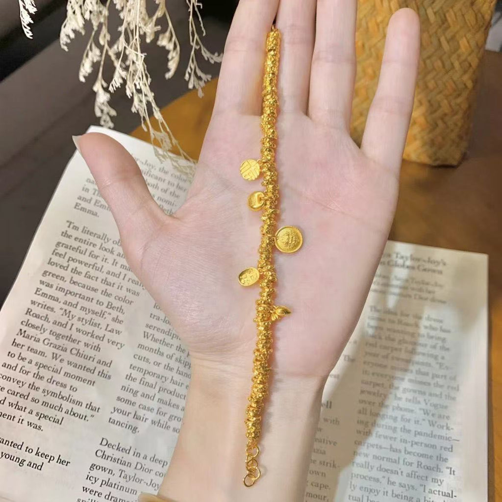 Lucky Coin Charm Bracelet – Sand Gold