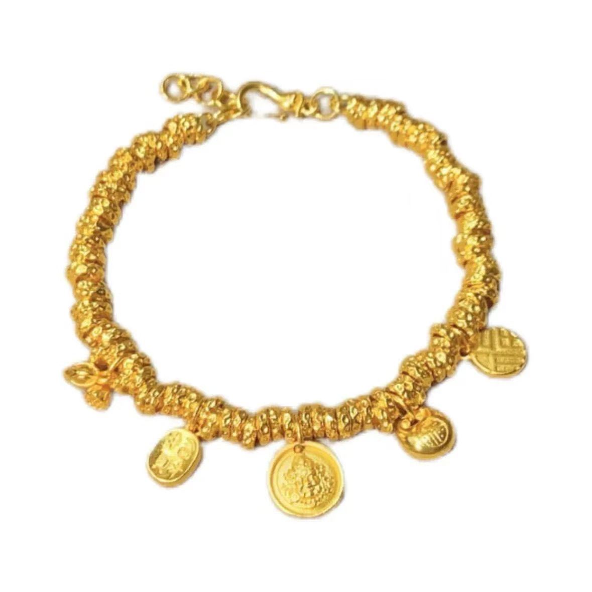 Lucky Coin Charm Bracelet – Sand Gold