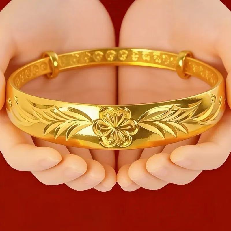 Prosperity Flower Gold Bangle – 17.11g Sand Gold