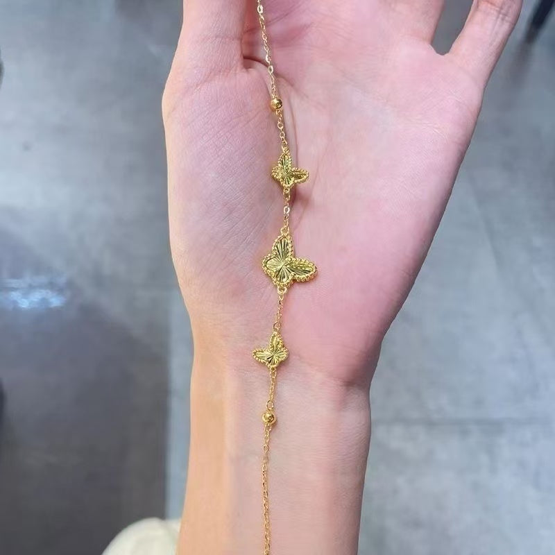 Golden Butterfly Chain Bracelet – Sand Gold