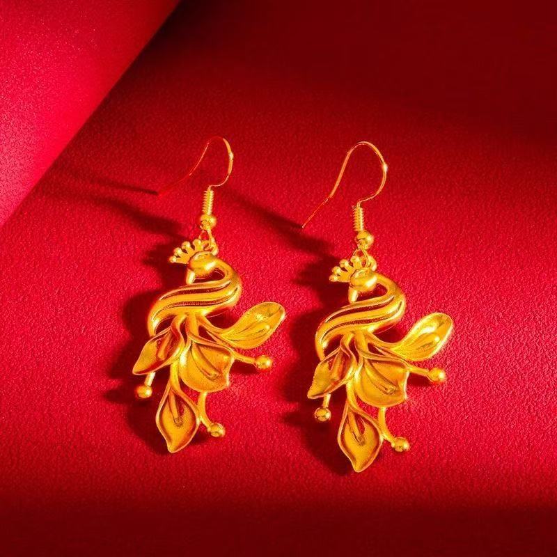 Golden Phoenix Sand Gold Drop Earrings
