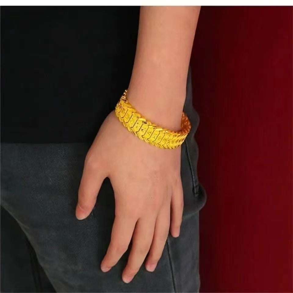 Imperial Gold Bar Link Bracelet – Sand Gold