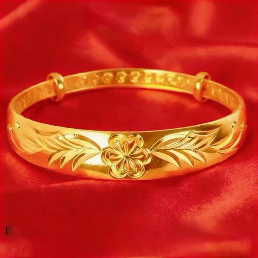 Prosperity Flower Gold Bangle – 17.11g Sand Gold