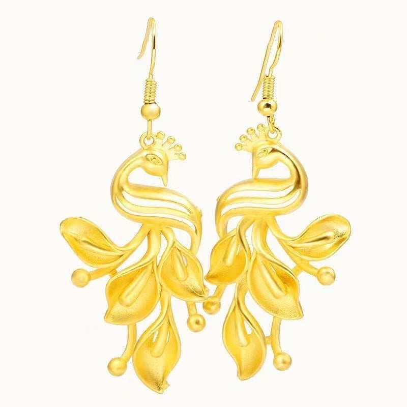 Golden Phoenix Sand Gold Drop Earrings